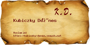 Kubiczky Dénes névjegykártya